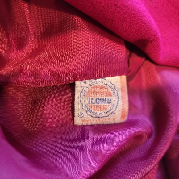 Vintage Union Made USA Lilli Ann Collections Raspberry Pink Ultra Suede Trench - Picture 5 of 8